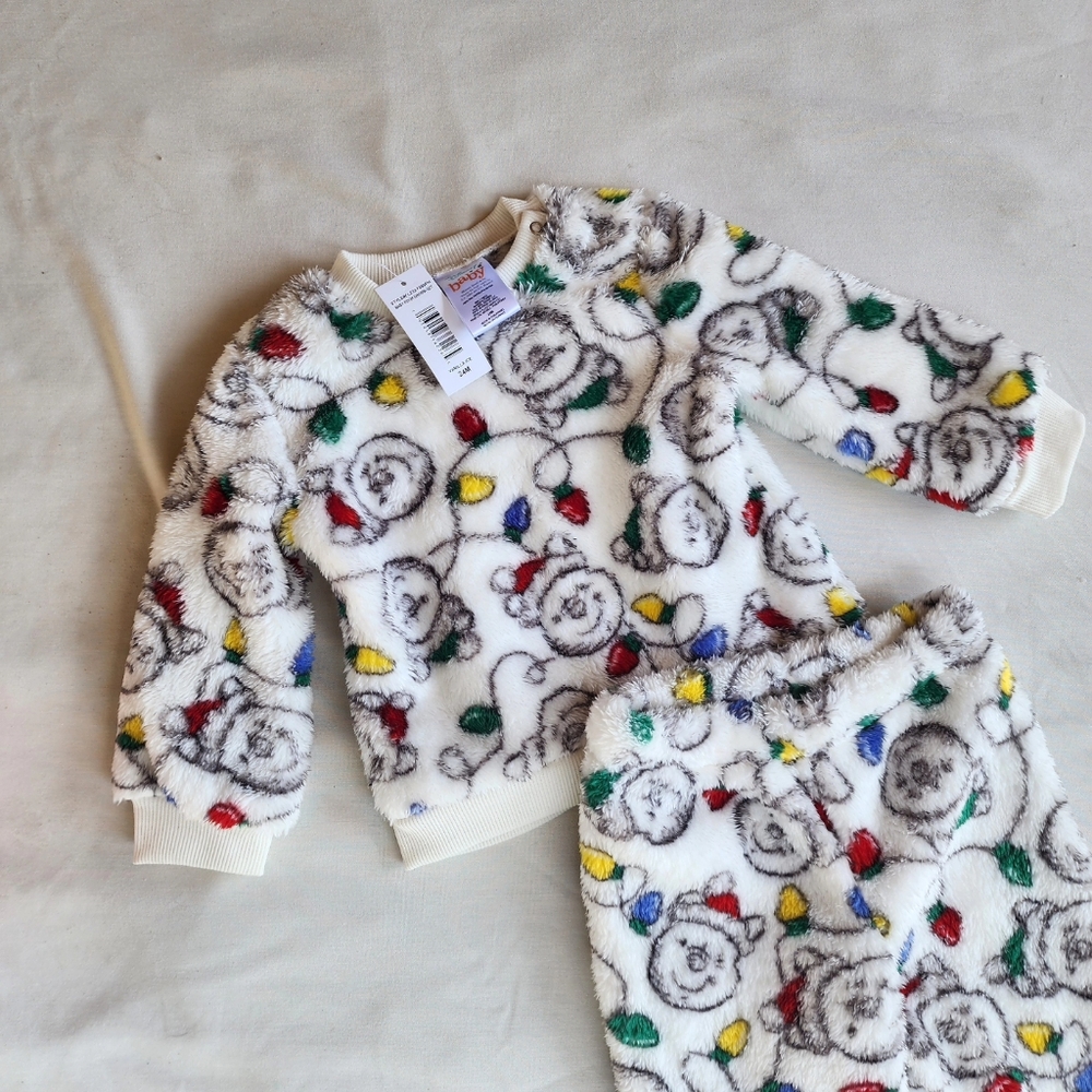 Winnie the Pooh Baby and Toddler Christmas Faux Sherpa Top and Joggers Set